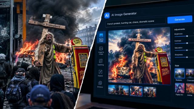 Illustrative photograph for the story: French Unrest and AI Fake News: President Macron Warns of Online Distortion